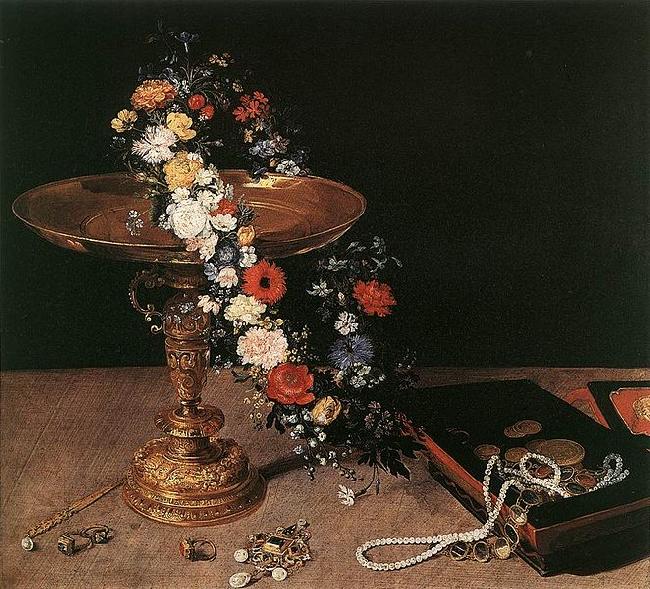 Jan Brueghel Still-Life with Garland of Flowers and Golden Tazza Spain oil painting art